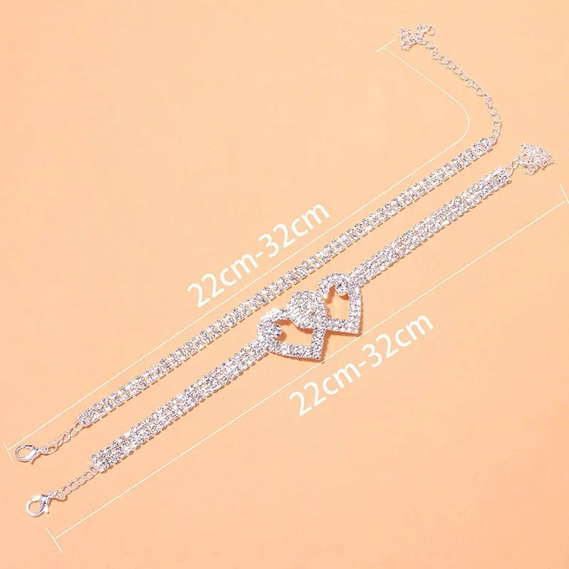Fashion rhinestone chain anklet for women with sparkling layered ankle bracelet design for weddings and parties