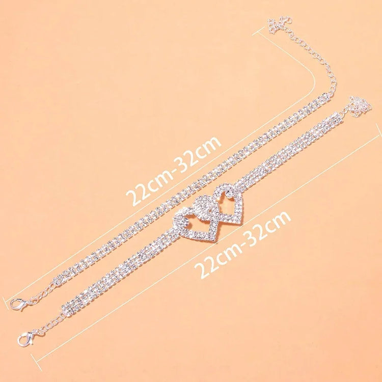 Fashion rhinestone chain anklet for women with sparkling layered ankle bracelet design for weddings and parties