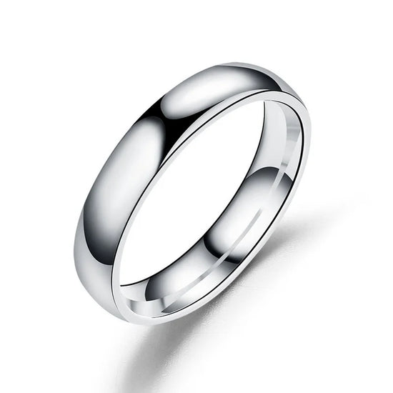 Simple 6mm titanium-style ring in hypoallergenic stainless steel with high polished finish for women and men