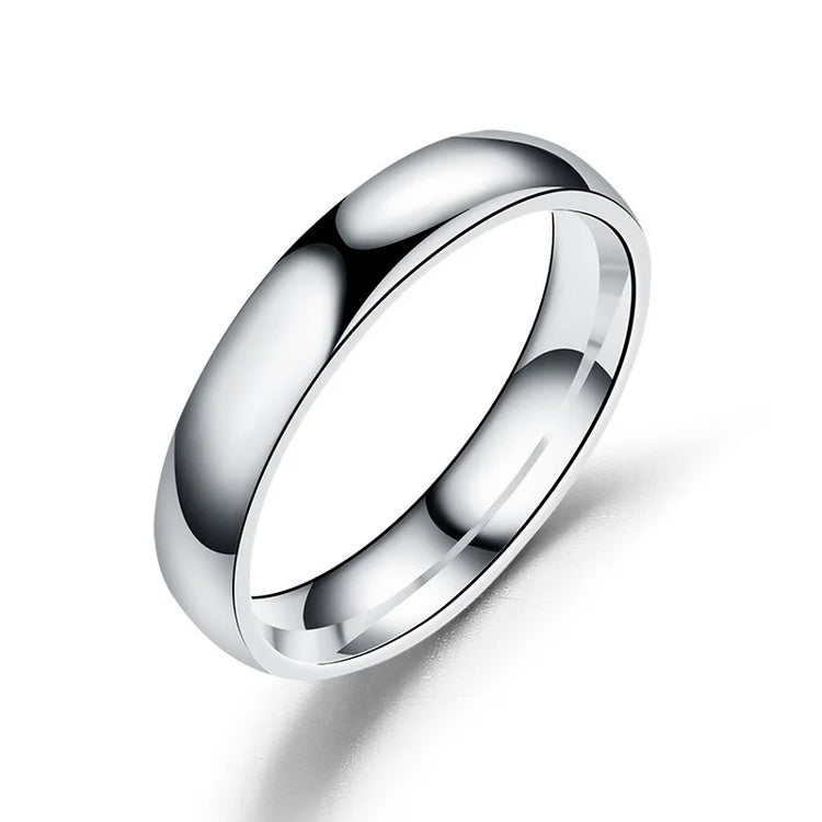 Simple 6mm titanium-style ring in hypoallergenic stainless steel with high polished finish for women and men