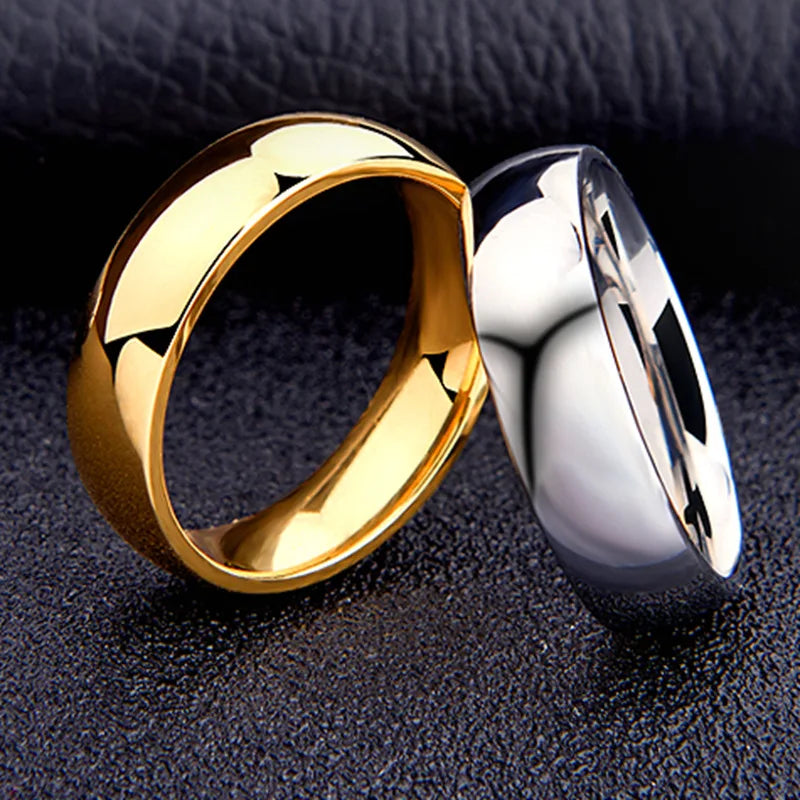 6mm hypoallergenic titanium-style ring with high polished finish in a simple unisex wedding band design