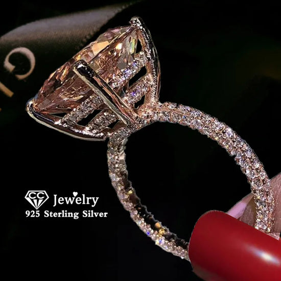 CC Wedding Rings For Women Champagne Cubic Zirconia Square Stone Luxury Jewelry Bridal Engagement Ring Drop Shipping CC3100