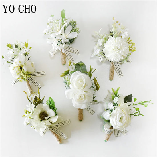 White Brooches Man Suit Shirt Collar Lapel Pin Brooch Pins Wedding Party Accessories Bridesmaid Bracelet Flowers Corsages Flower