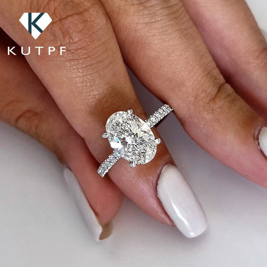 Oval Cut Full Moissanite Engagement Ring for Women – S925 Sterling Silver Hidden Halo Wedding Ring, 1/2/3/4 Carat Diamond‑Like Sparkle, Certified Moissanite Jewelry