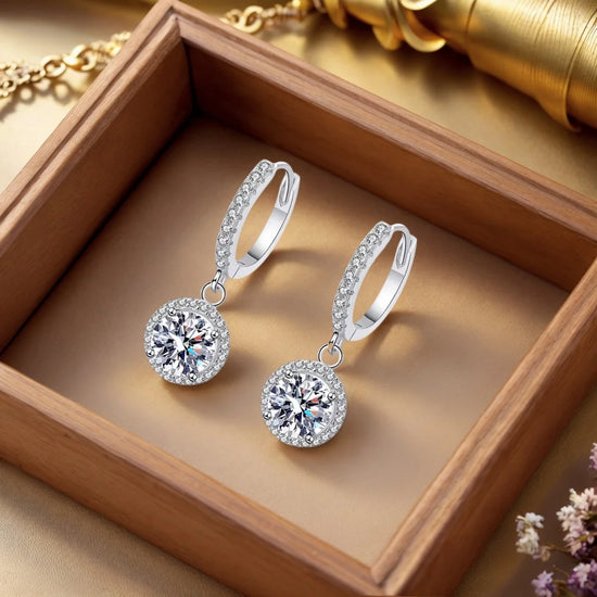 925 sterling silver 1 carat round moissanite stud earrings with brilliant cut stones and classic secure backs