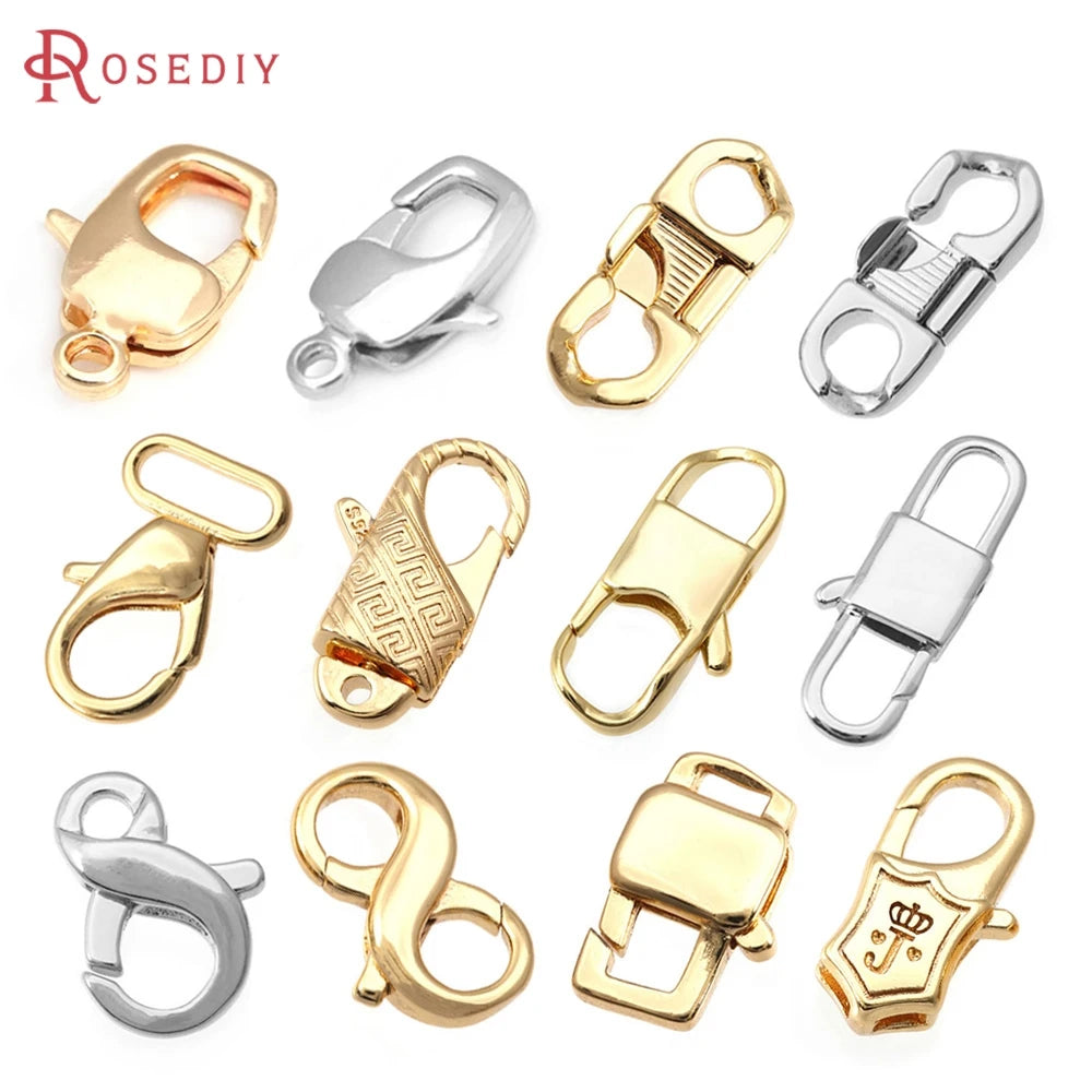 18K gold color brass lobster clasps for necklace and bracelet making with secure connect closure