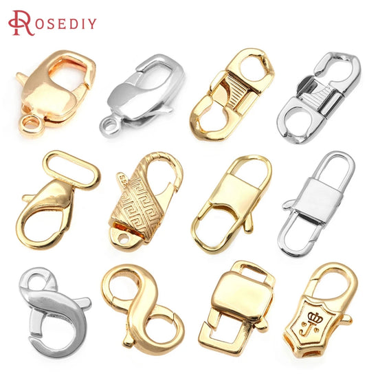 18K gold color brass lobster clasps for necklace and bracelet making with secure connect closure