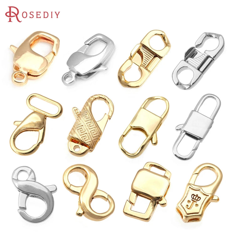 18K gold color brass lobster clasps for necklace and bracelet making with secure connect closure
