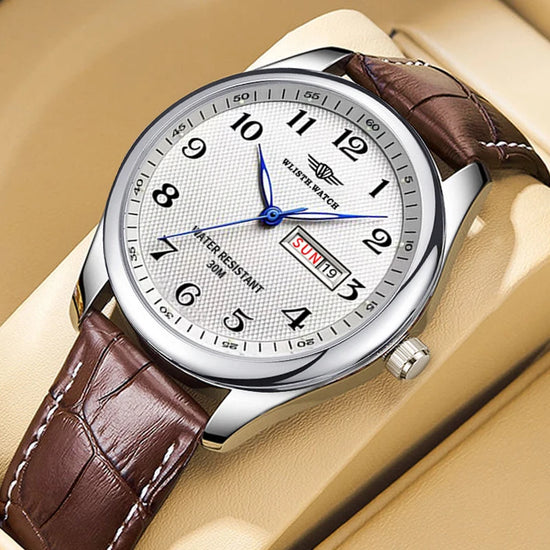 WLISTH Men’s Retro Calendar Quartz Watch – Waterproof Stainless Steel Band, Classic Fashion Business Timepiece