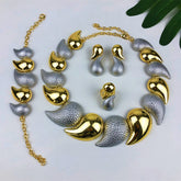 TITI 18K gold plated 4-piece jewelry set with crystal necklace, earrings, ring, and bracelet for women