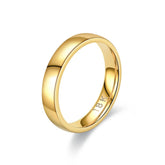 24K gold plated couple ring in 4mm stainless steel with simple letter pattern wedding band design