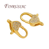 18K gold plated brass lobster clasp with zircon heart detail for bracelet and necklace jewelry making