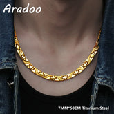 Titanium steel dragon scales necklace with geometric link chain and magnetic therapy germanium-style collar design