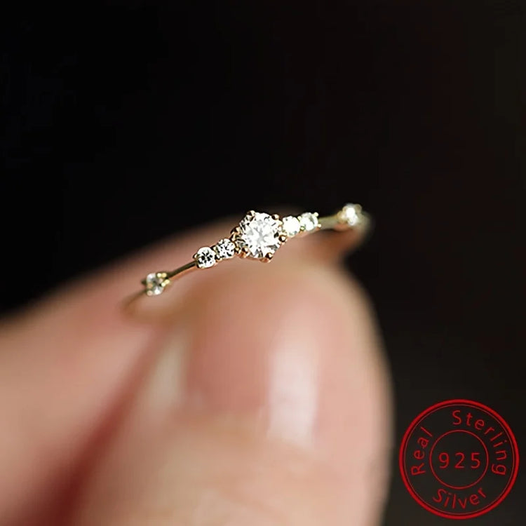 14K gold plated paved zircon ring for women with synthetic stones and polished band