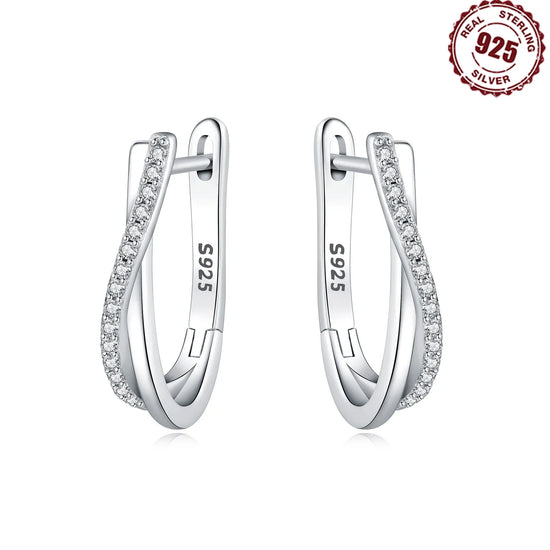 925 Sterling Silver Star Twisted Line Hoop Earrings for Women – Elegant Versatile Jewelry, Fine Gift for Birthday, Party & Everyday Style