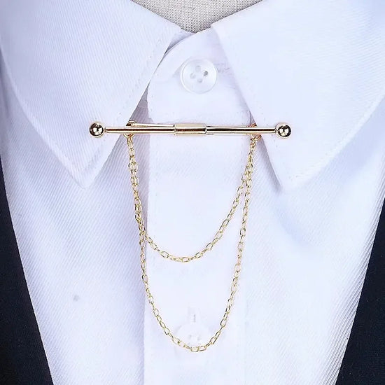 Hot Sale Brooches Broches High-end Fashion Personality Brooch Tassel Chain Clip Collar Shirt Buttoned Pin Male Accessories
