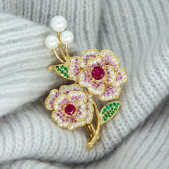 Luxury Rose Brooch for Women – Elegant Cubic Zirconia Flower Pin, Crystal Dress & Coat Accessory, Fashion Jewelry for Christmas, Wedding & Gifts
