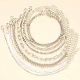 11-piece boho anklet set with twisted flat snake chain designs for women, layered summer beach ankle jewelry