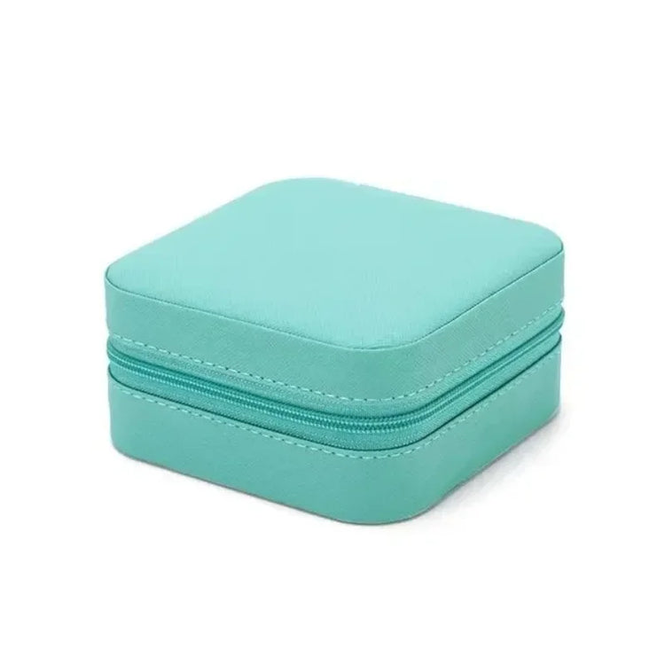 Mini PU travel jewelry storage box with compartments for rings, earrings and necklaces