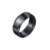 Kissmoon 8mm stainless steel couple ring with simple polished band in gold, silver, rose gold, or black