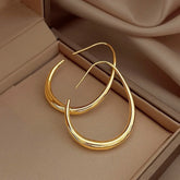 925 sterling silver gold-tone oval hoop earrings with elongated ellipse shape for women
